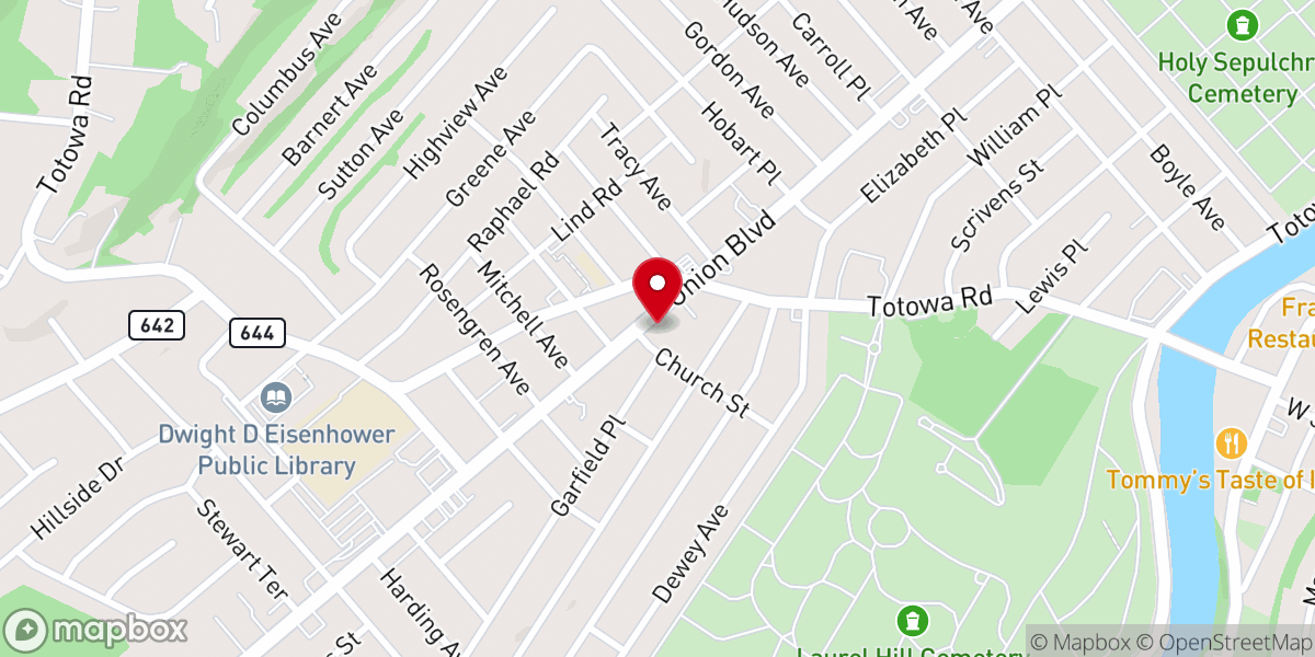 Map showing location of Totowa United Methodist Church