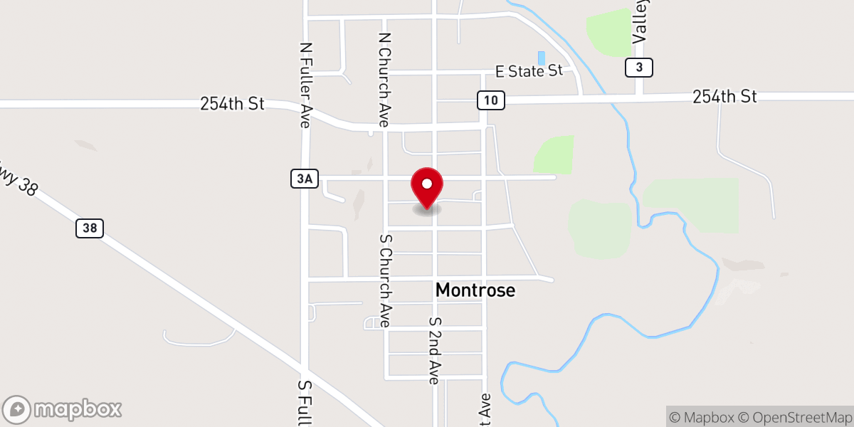 Map showing location of Montrose United Methodist Church