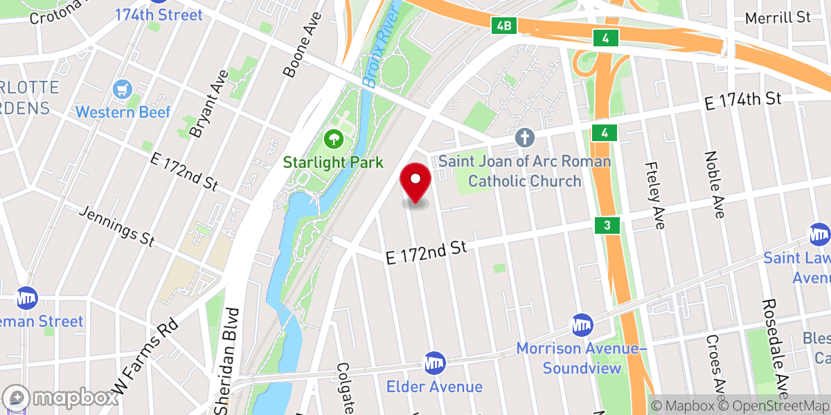 Map showing location of IEP New York Iglesia Evangelica Pentecostal