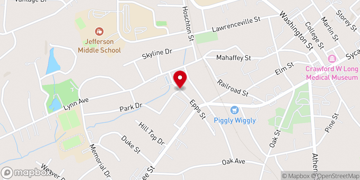 Map showing location of Jefferson church