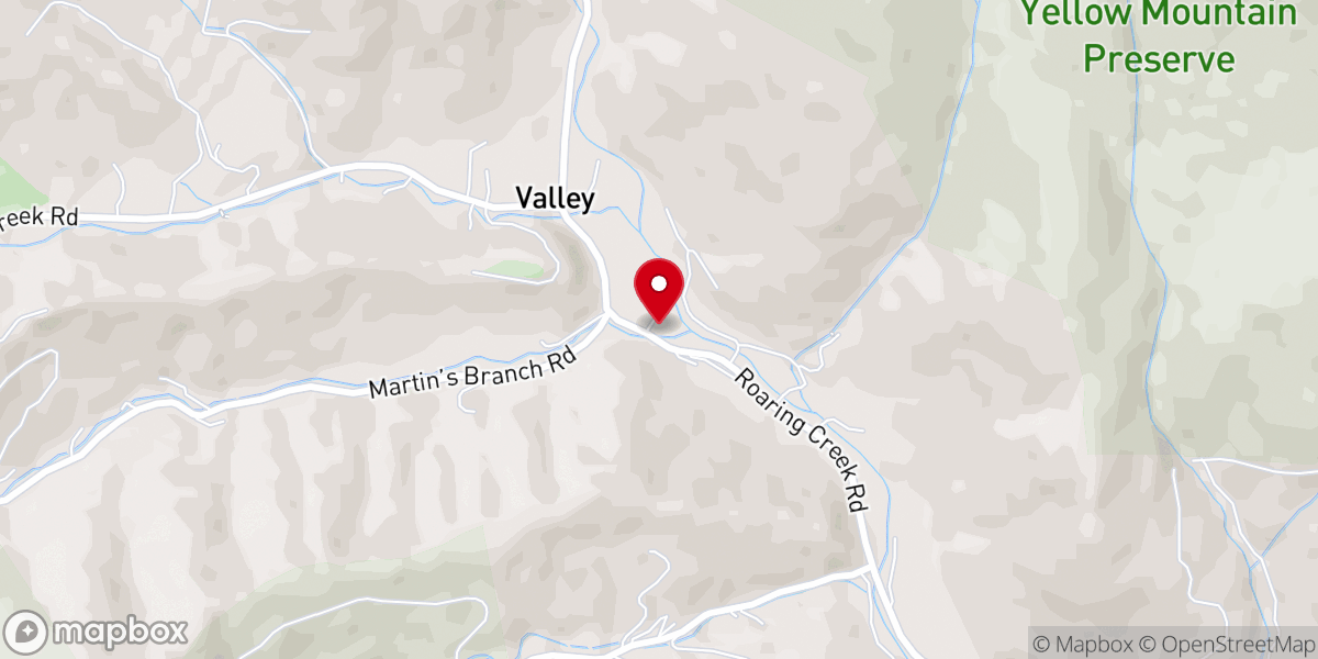 Map showing location of Roaring Creek Missionary Baptist Church