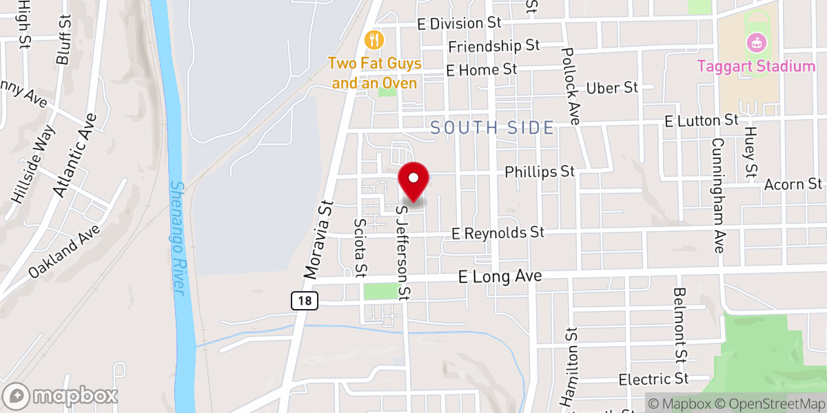 Map showing location of Ebenezer Church of God In Christ