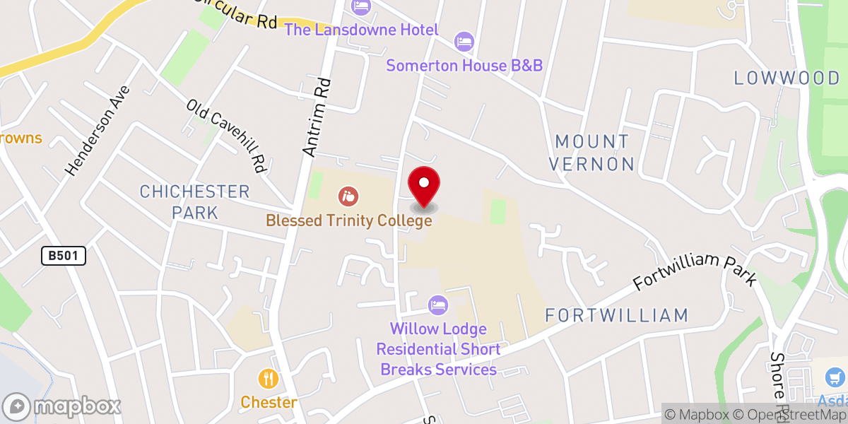 Map showing location of St Therese Roman Catholic Chapel