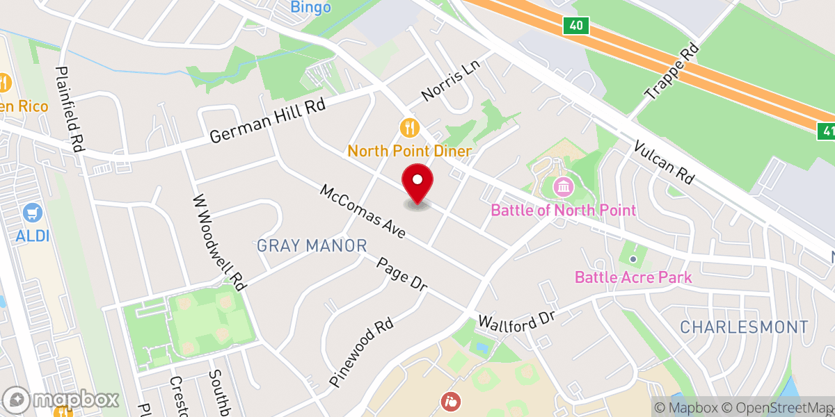 Map showing location of First Baptist Church of Gray