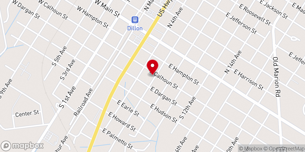 Map showing location of Manning Baptist Church - Food Distribution Center