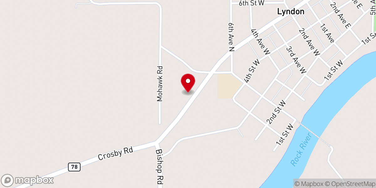Map showing location of Lyndon Veterans Memorial