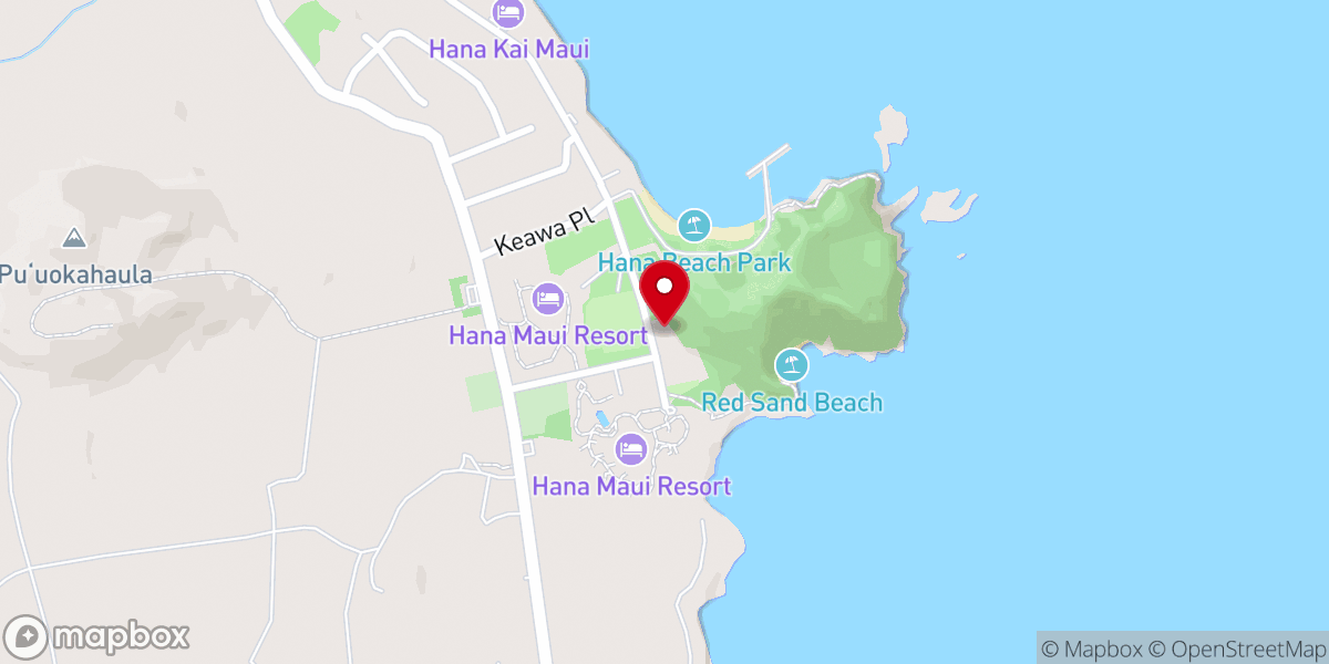 Map showing location of Hana Community Center and District Complex and Ball Park