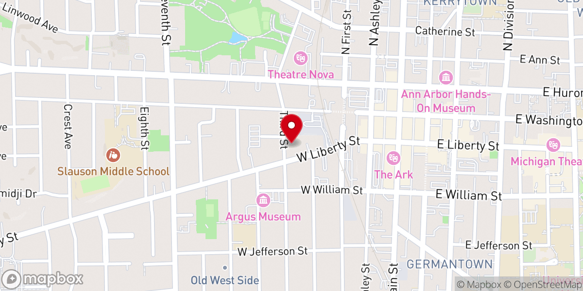 Map showing location of St. Paul Lutheran Church of Ann Arbor