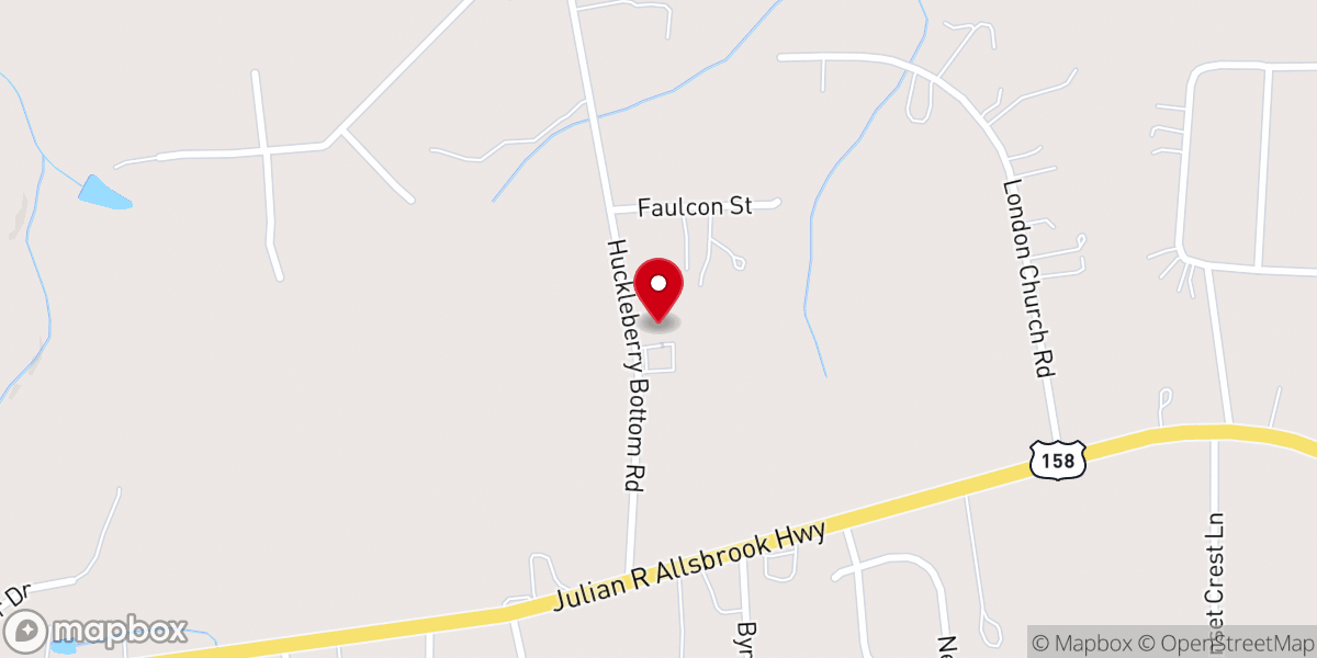 Map showing location of Simmons Grove Baptist Church