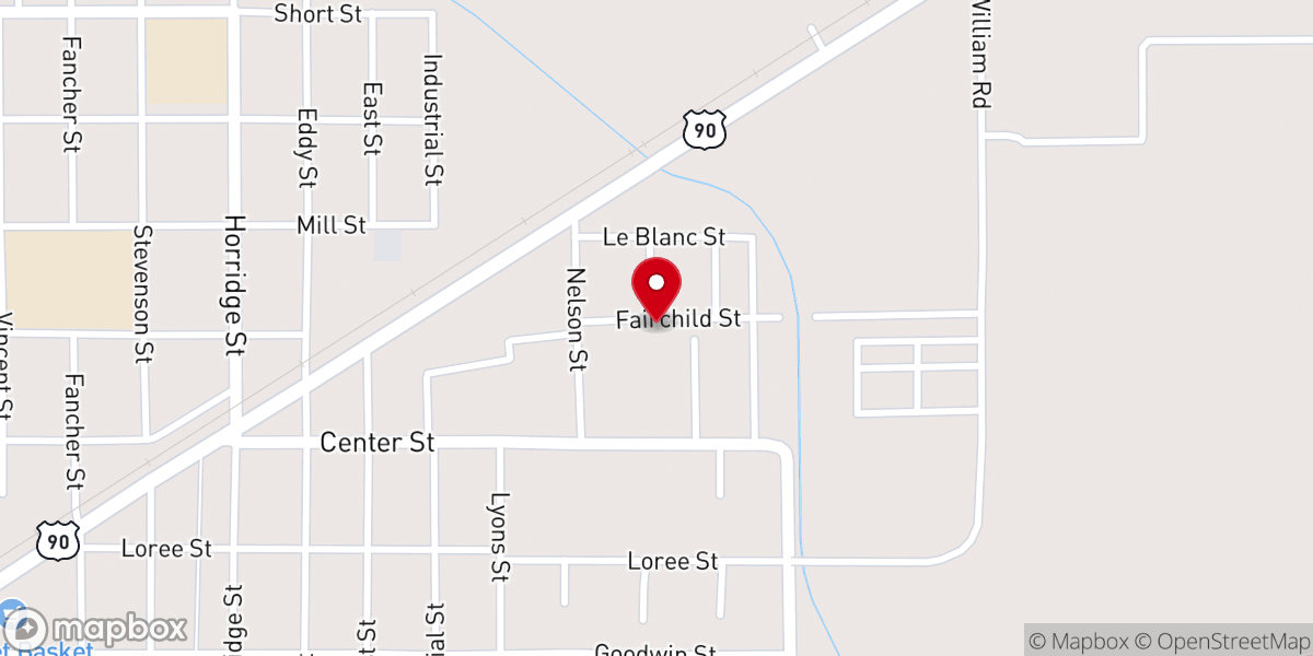 Map showing location of Pentecostals of Vinton - Food Distribution Center