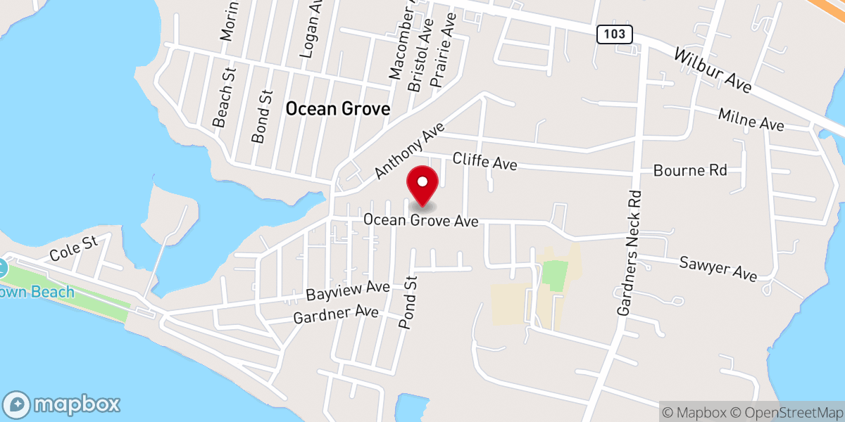 Map showing location of Bay Community Baptist Church