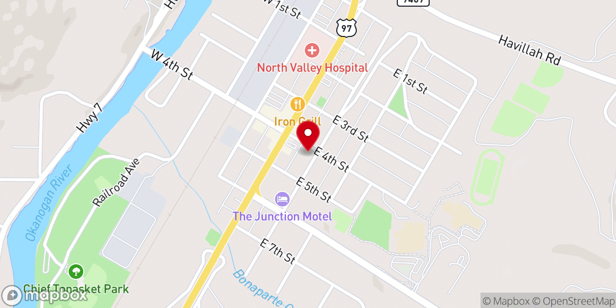 Map showing location of Tonasket Community Church UCC