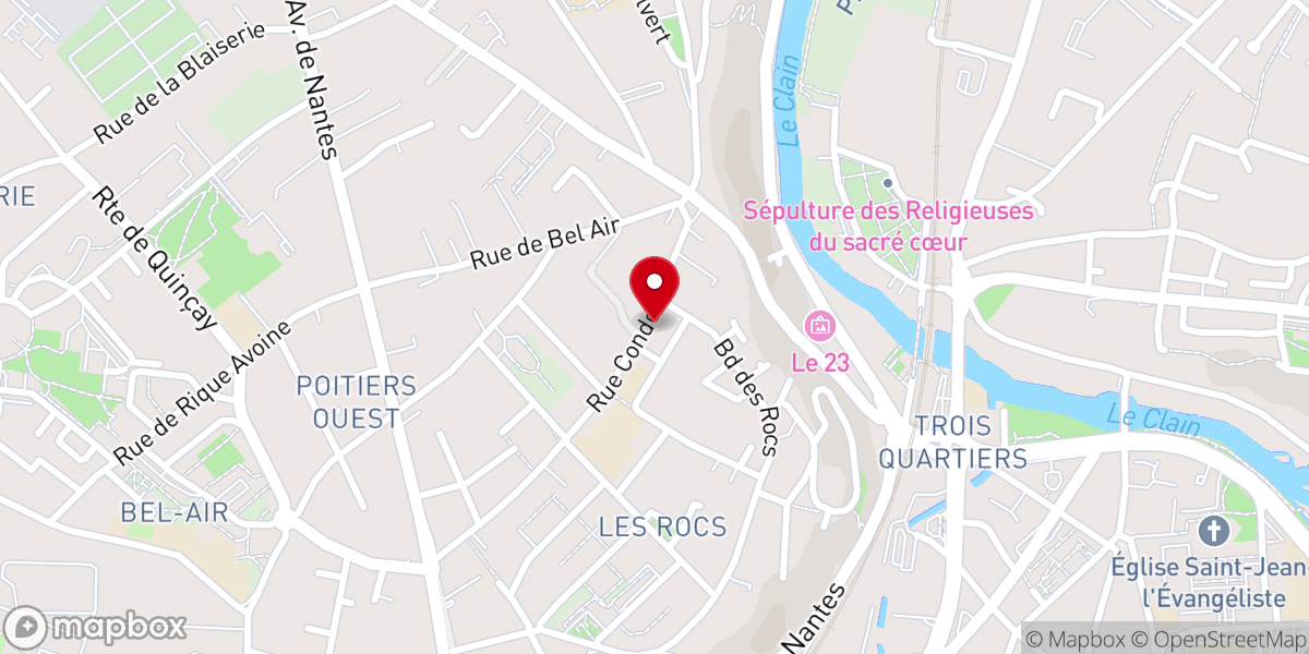 Map showing location of Église Protestante Évangélique Libre, 47 rue Condorcet, Poitiers