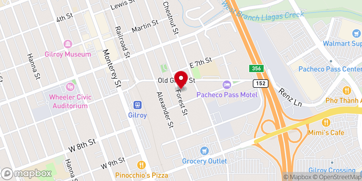 Map showing location of Cathedral of Faith - Gilroy