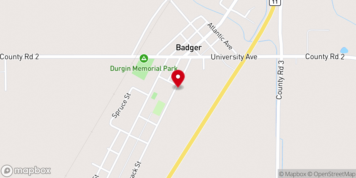 Map showing location of Badger Creek Free Lutheran Church