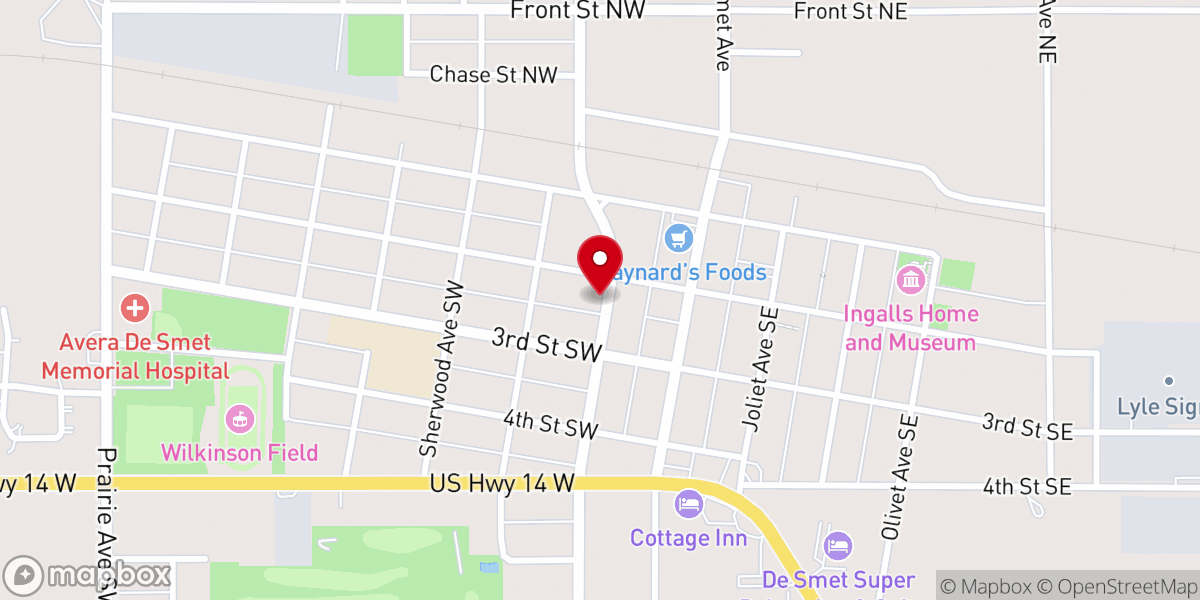 Map showing location of Prairie Baptist Church