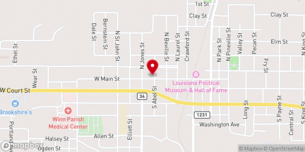 Map showing location of Winnfield City Marshal's Office