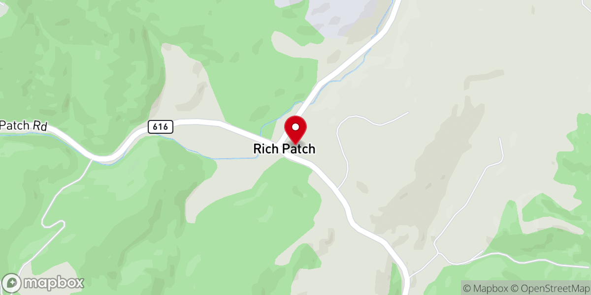Map showing location of Rich Patch Union Church