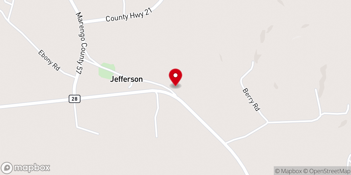 Map showing location of Jefferson Methodist Church