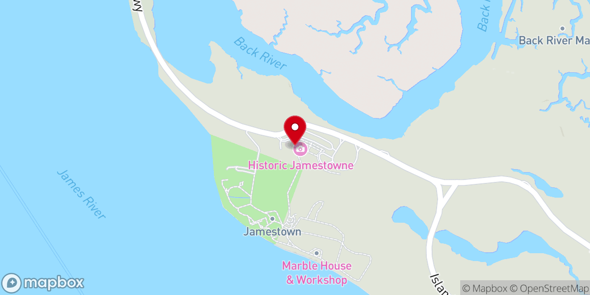 Map showing location of Jamestowne Visitors Center