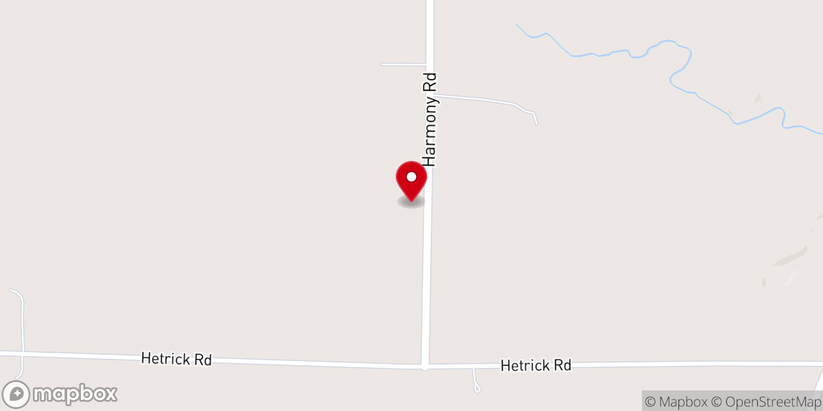 Map showing location of Harmony Church