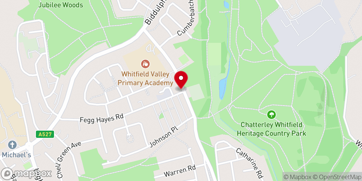 Map showing location of Fegg Hayes Methodist Church