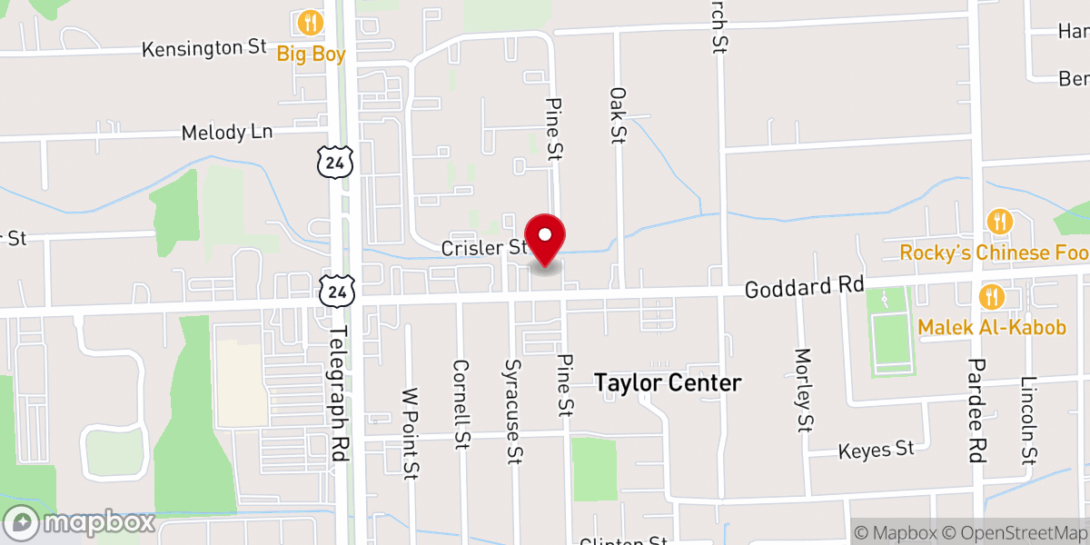 Map showing location of Taylor Center Baptist Church