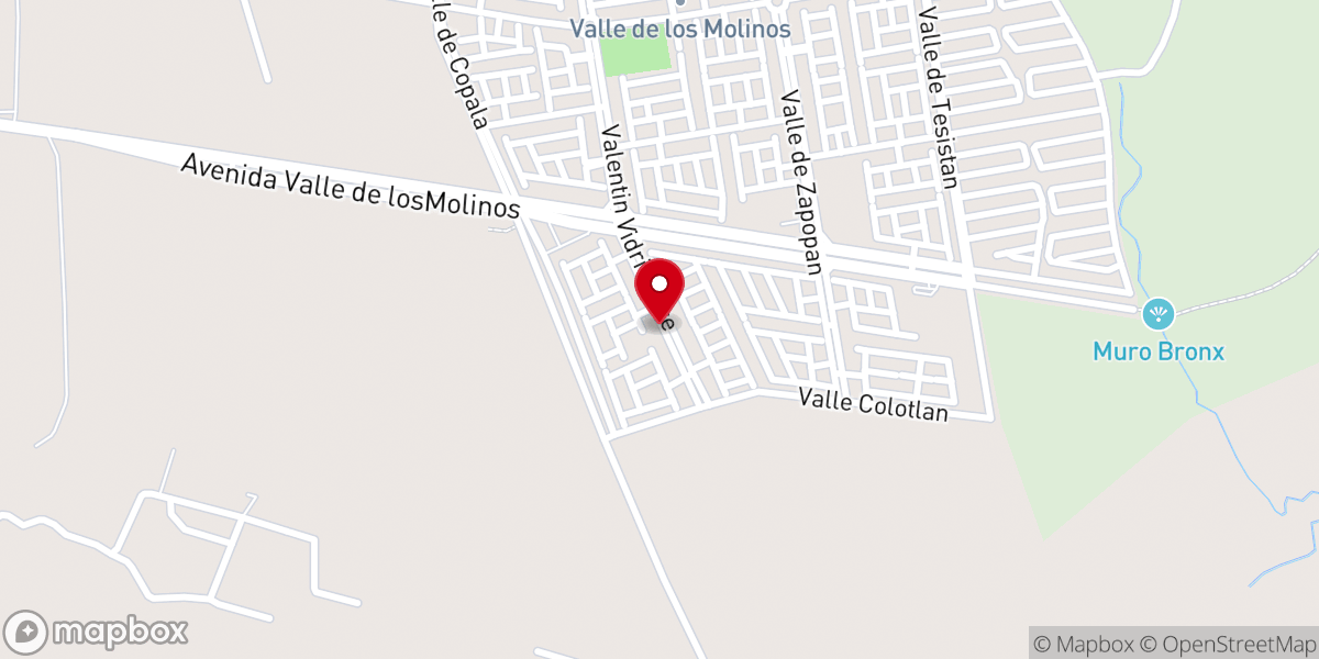 Map showing location of IPUL Valle de los Molinos Iglesia Pentecostal Unida