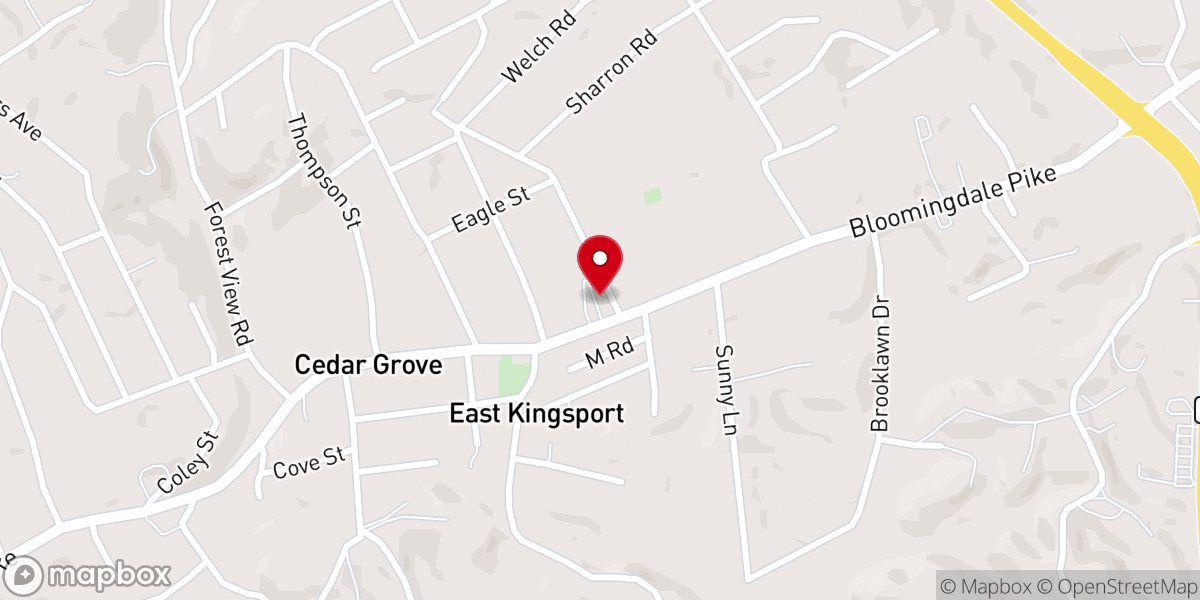 Map showing location of Evangel Family Worship Center