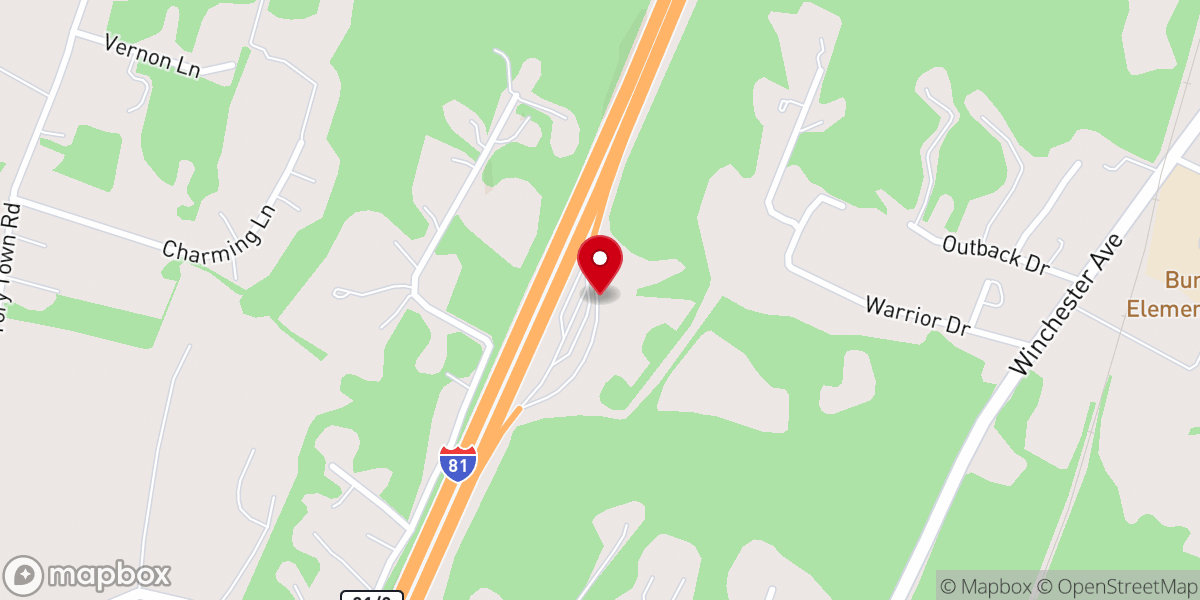 Map showing location of I-81 Northbound West Virginia Welcome Center