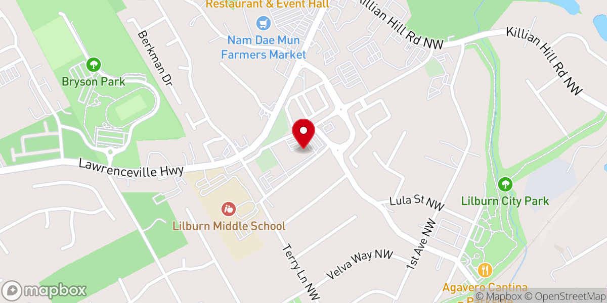 Map showing location of First Baptist Church - Lilburn