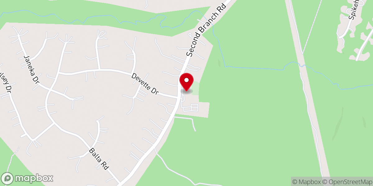 Map showing location of Second Branch Baptist Church