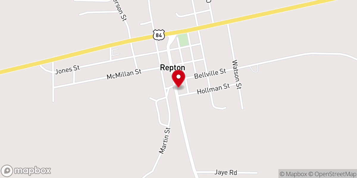 Map showing location of New Hope Church
