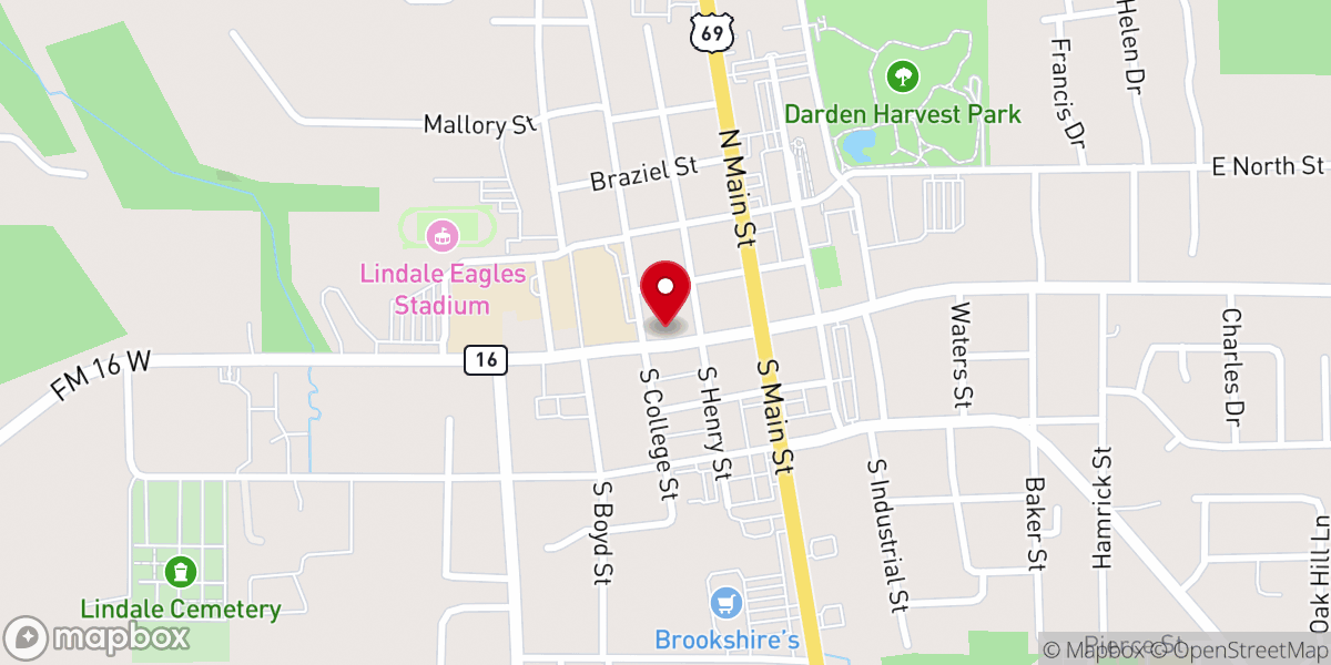 Map showing location of Lindale church of Christ