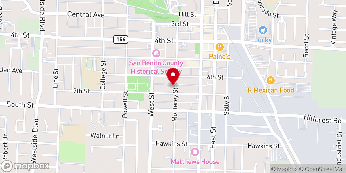 Map showing location of Grace Bible Church of Hollister Offices