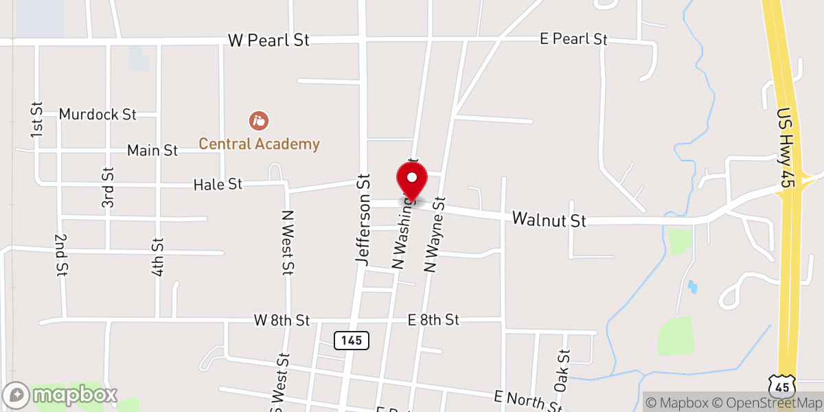 Map showing location of Macon Independant Methodist Church