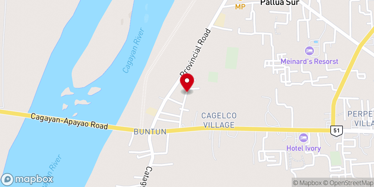 Map showing location of MCGI Buntun, Tuguegarao City, Cagayan