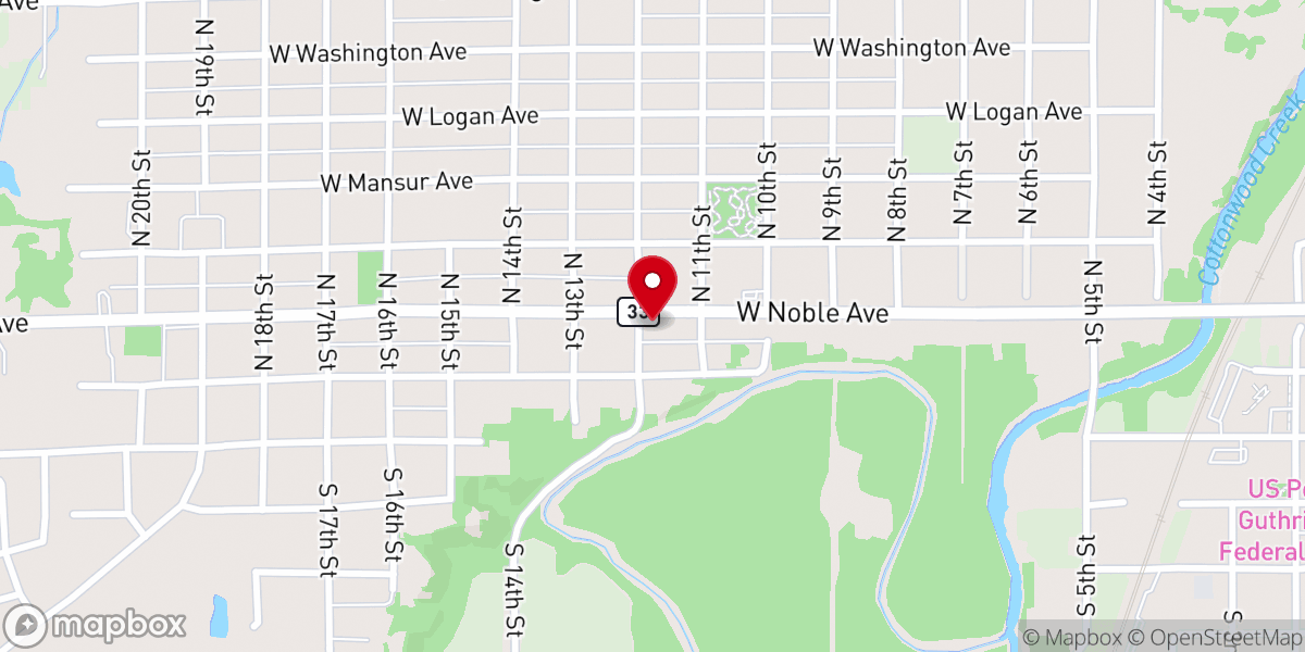 Map showing location of Noble Ave Baptist Church