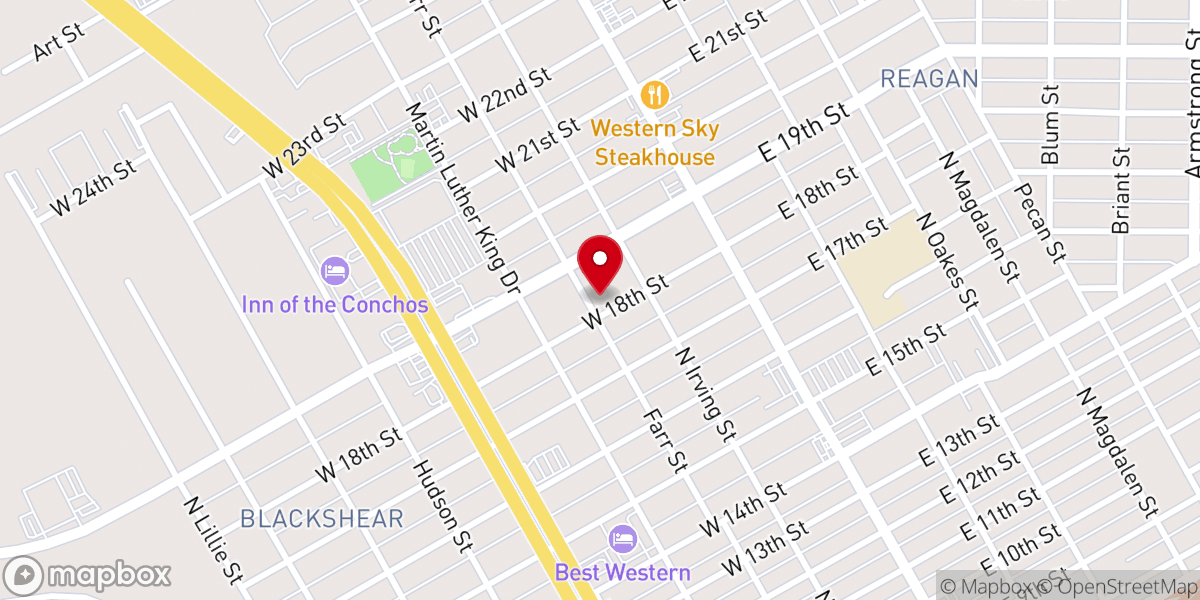 Map showing location of Freewill First Missionary Baptist Church