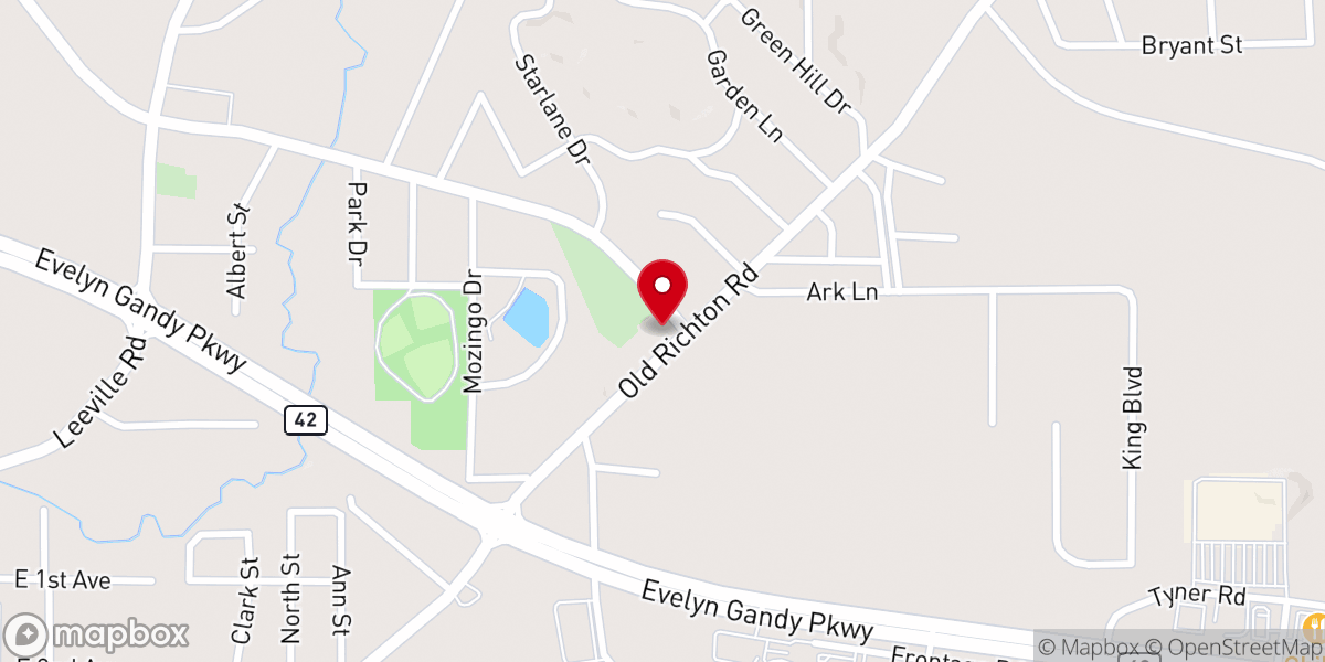 Map showing location of Green's Creek Baptist Church
