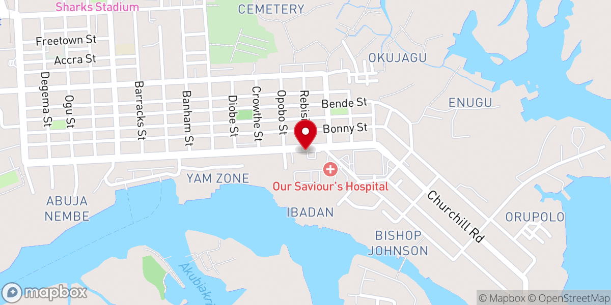 Map showing location of Our lady of Lourdes Catholic Church Port Harcourt.