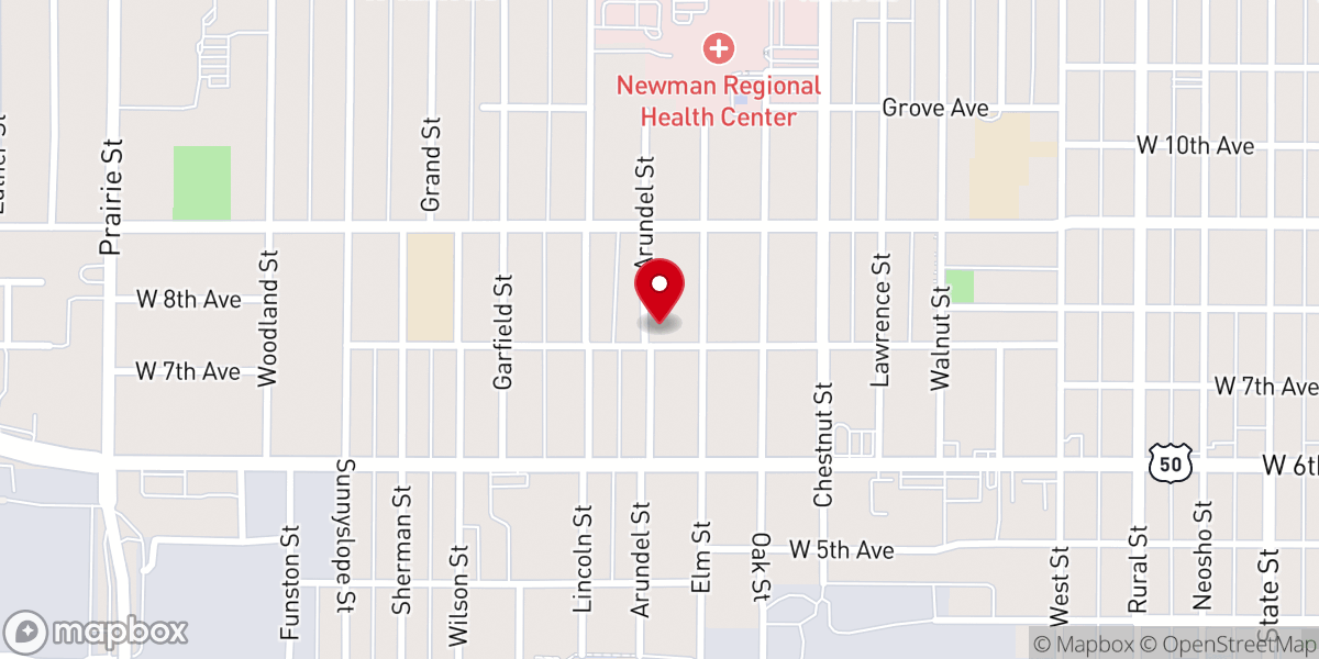 Map showing location of Calvary Baptist Church