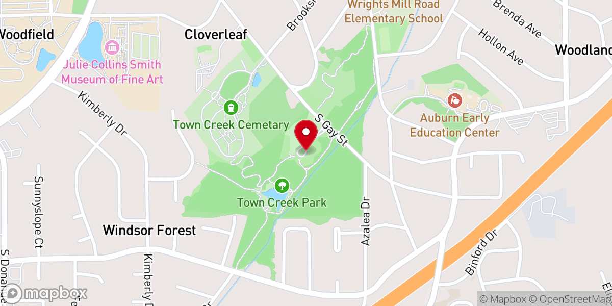 Map showing location of Town Creek Park