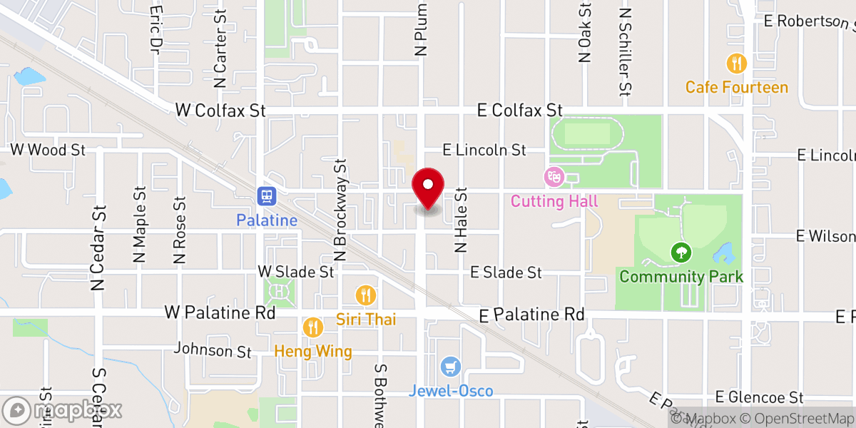 Map showing location of First United Methodist Church of Palatine