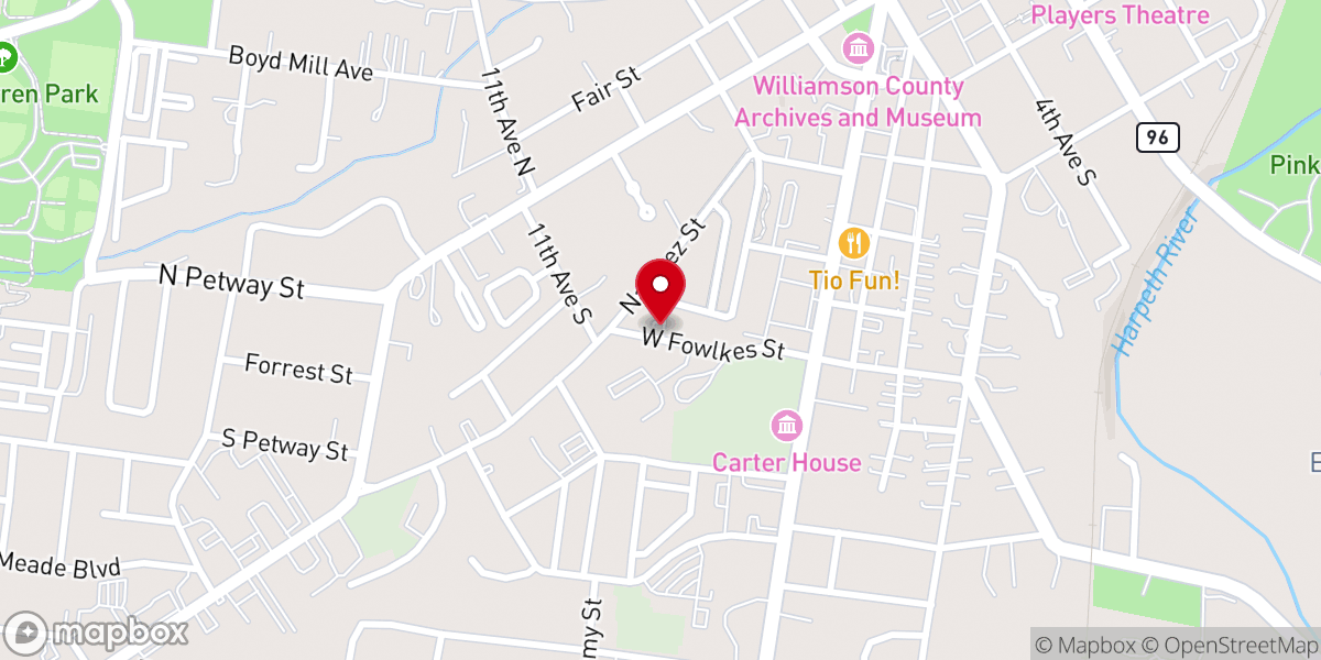 Map showing location of Fowlkes Street Church of Christ