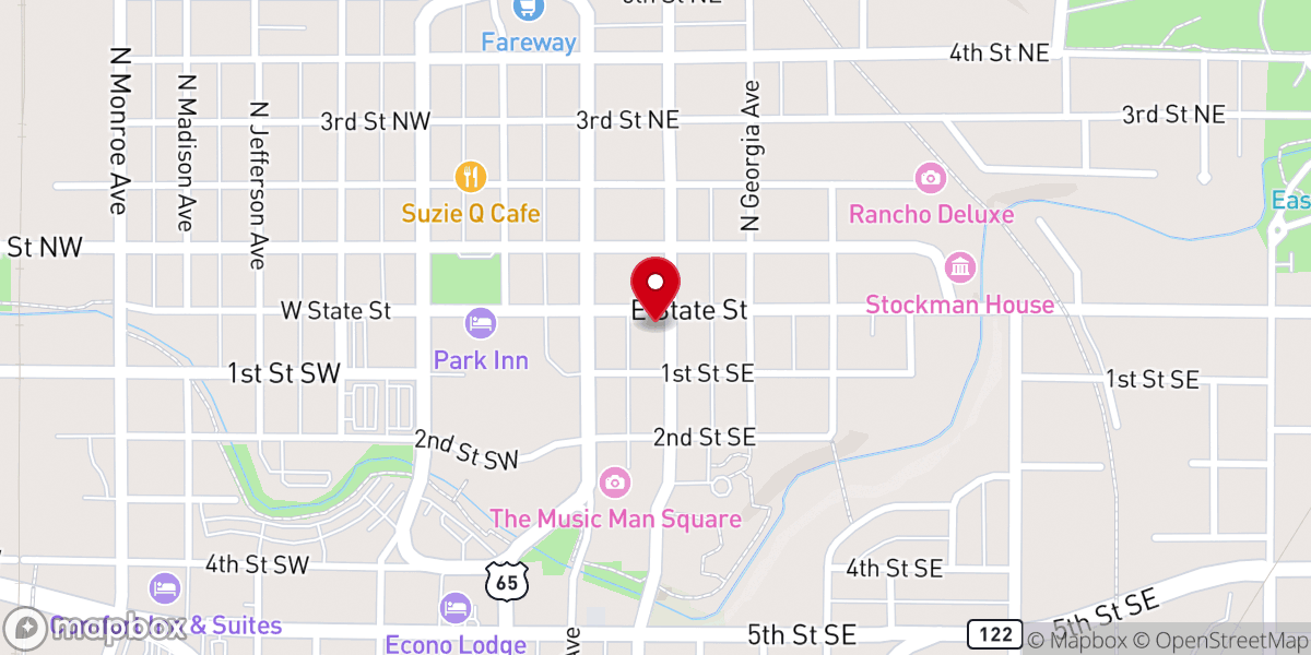 Map showing location of First Baptist Church