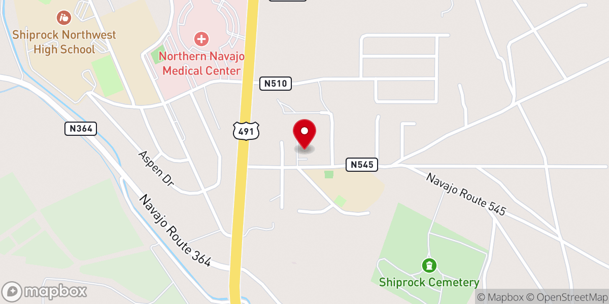 Map showing location of River of Life Chruch, Shiprock, NM