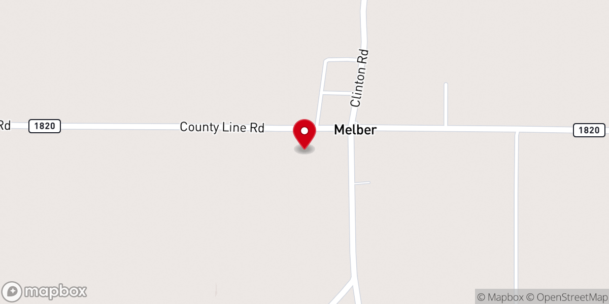 Map showing location of Melber Baptist Church