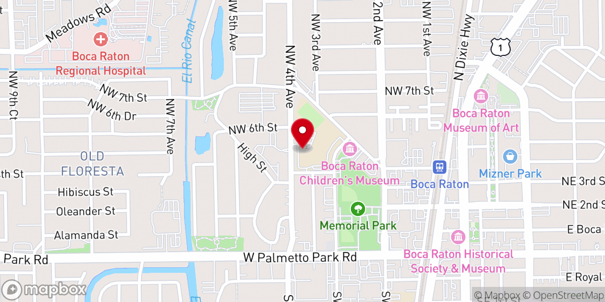 Map showing location of Iglesia Hispana De Boca Raton