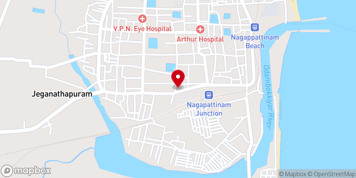 Map showing location of TELC லுத்தரன் திரியேகநாதர் ஆலயம், நாகப்பட்டினம்